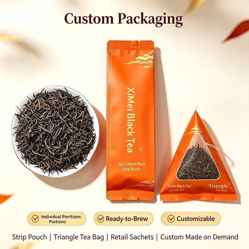 The tea leaves are tightly rolled and possess a lustrous dark sheen; the aroma is a rich, deep, and mellow 