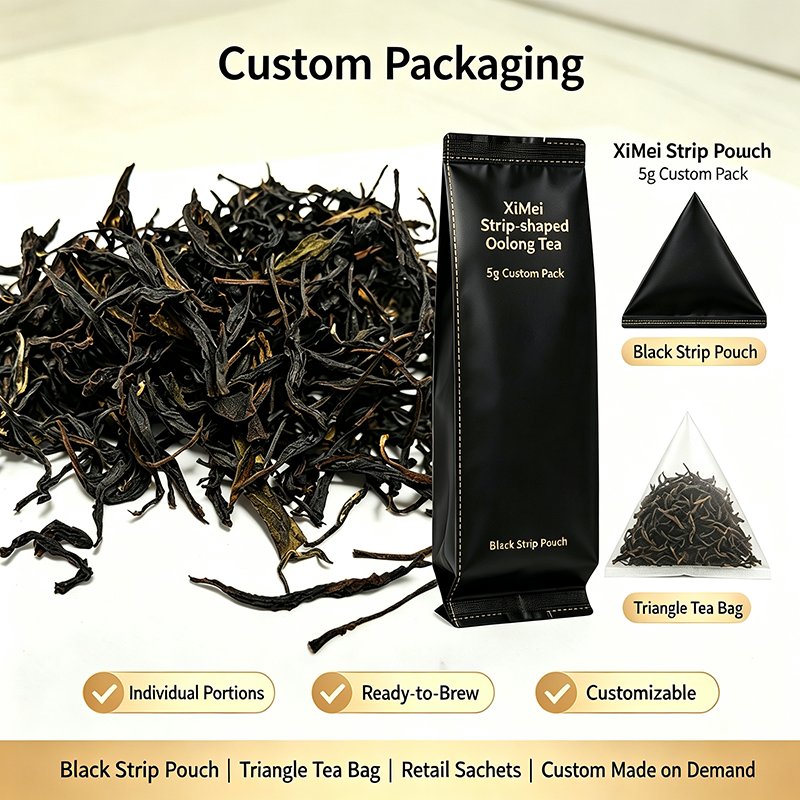 The tea features tightly curled, elongated leaves and offers an elegant, lingering floral aroma; it tastes mellow and smooth with a sweet aftertaste, retaining its flavor even after multiple steepings. Ideal for daily hot consumption, it is available for custom OEM/ODM production in 5g individual stick packs or pyramid tea bags, backed by a stable supply of high-altitude, eco-friendly raw materials.