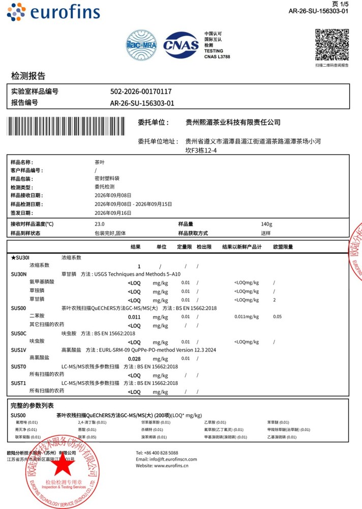 熙湄红茶欧标检测报告